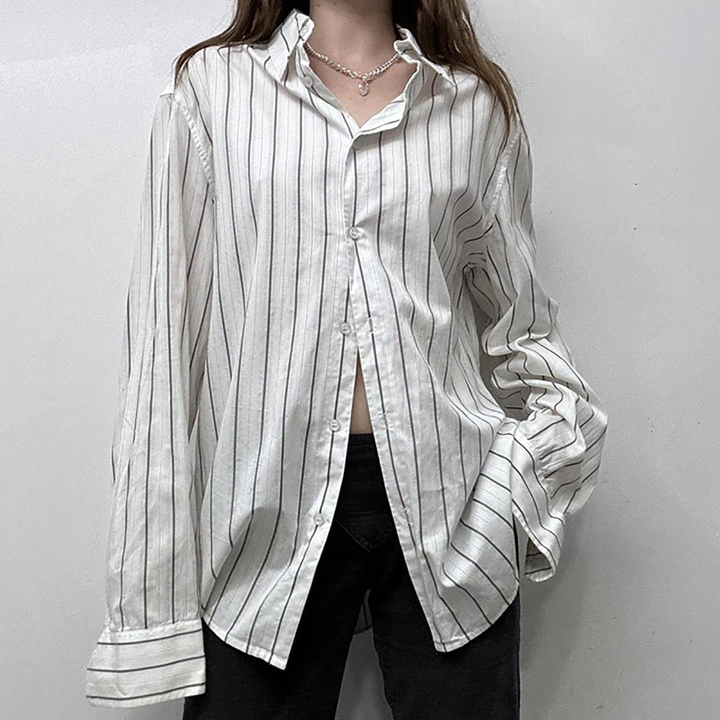 Women Striped V-Neck Extended Sleeves T-shirt