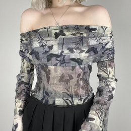 Women Graphic Printed Off-Shoulder Top