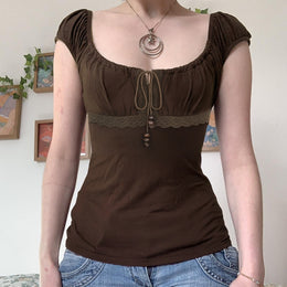 Scoop Neck Short Sleeves Top