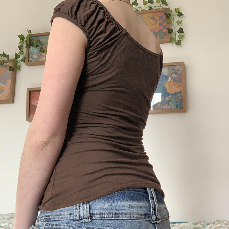 Scoop Neck Short Sleeves Top