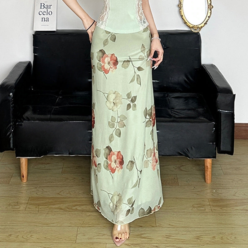 Printed A-Line Maxi Skirt