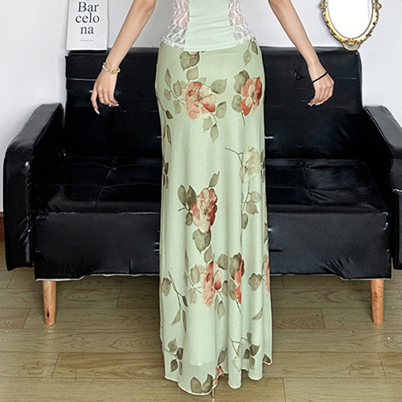 Printed A-Line Maxi Skirt
