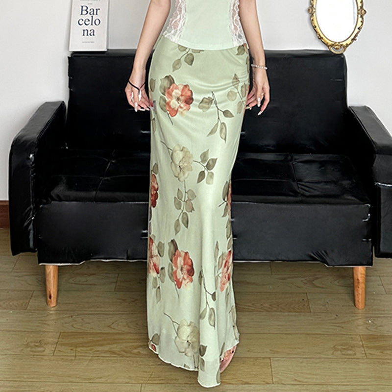 Printed A-Line Maxi Skirt