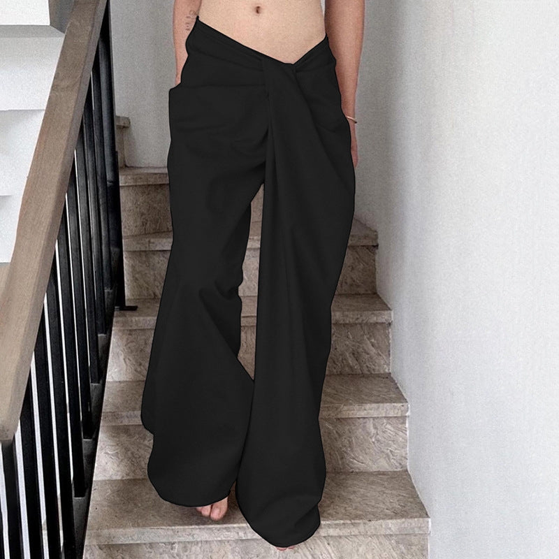 Women Baggy Fit Easy Wash Pleated Korean Pants
