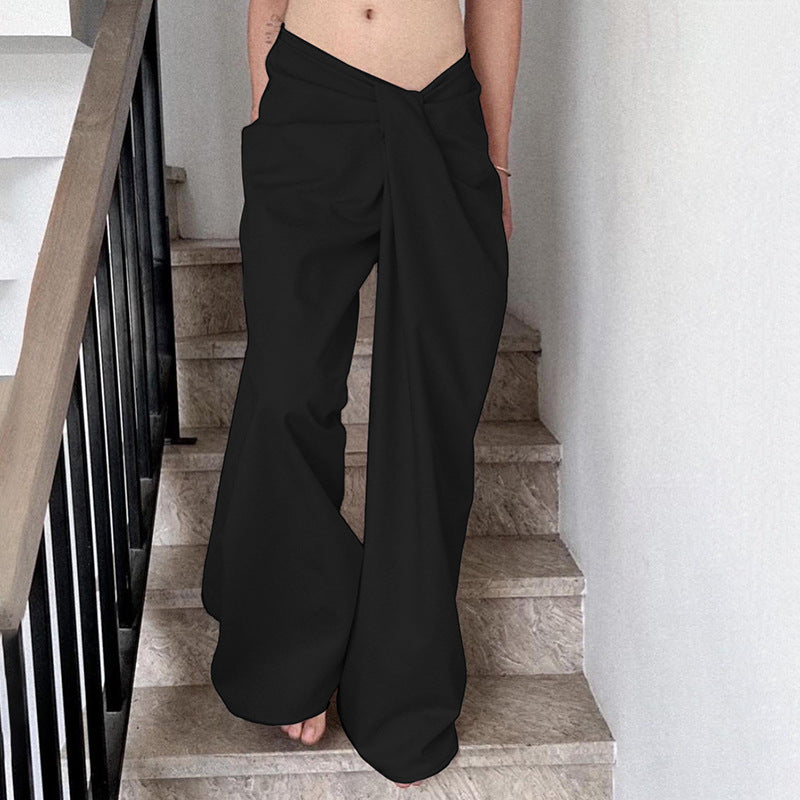 Women Baggy Fit Easy Wash Pleated Korean Pants