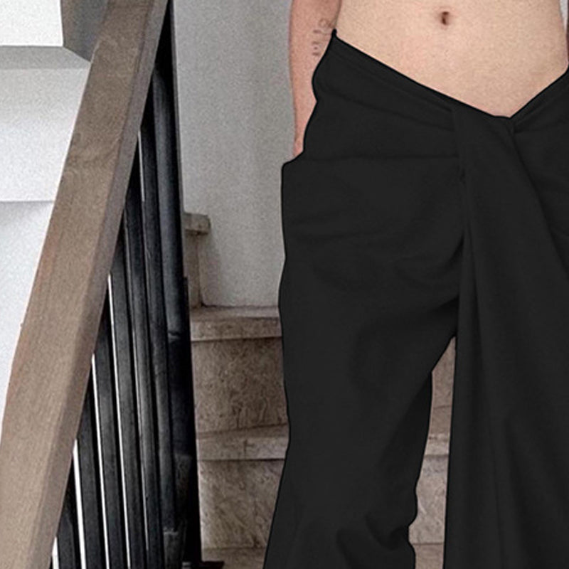 Women Baggy Fit Easy Wash Pleated Korean Pants