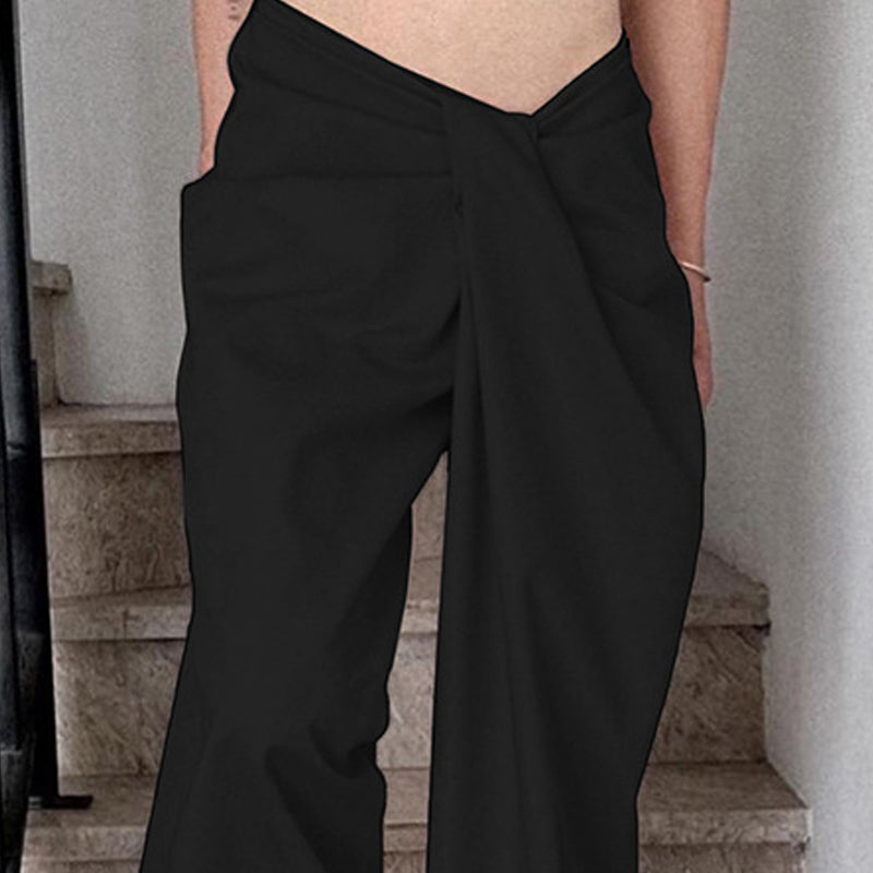 Women Baggy Fit Easy Wash Pleated Korean Pants