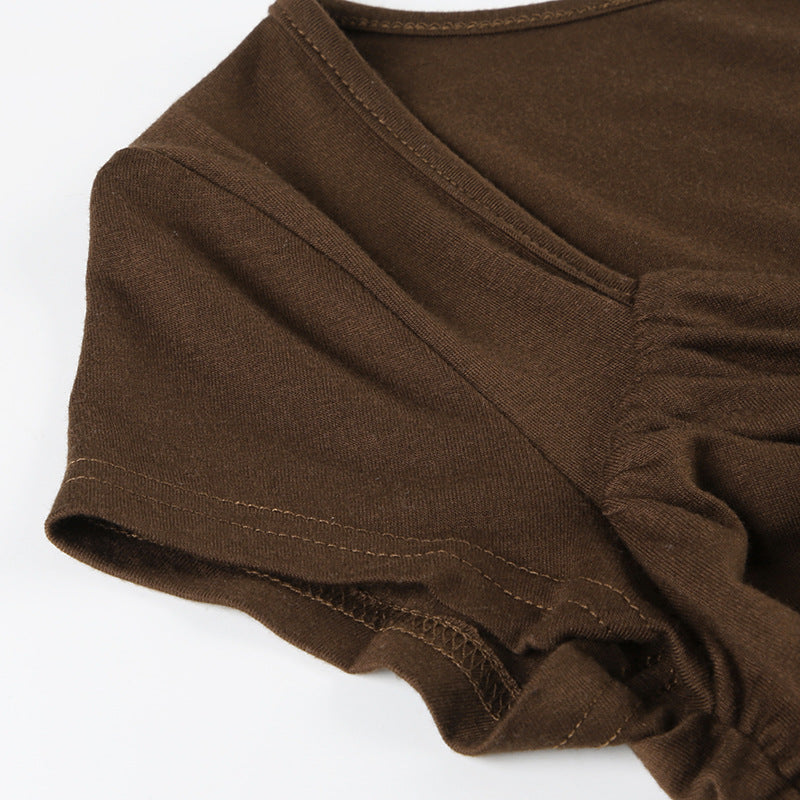 Women Solid V-Neck Fitted Top