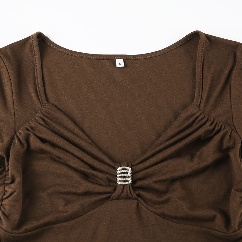 Women Solid V-Neck Fitted Top