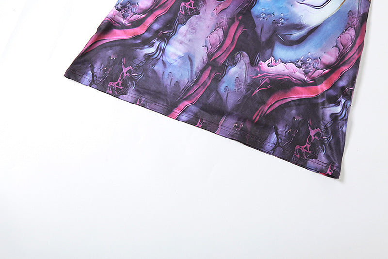 Purple & Black Floral Print Maxi Dress