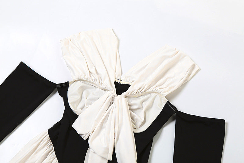 Black Off-Shoulder A-Line Mini Dress