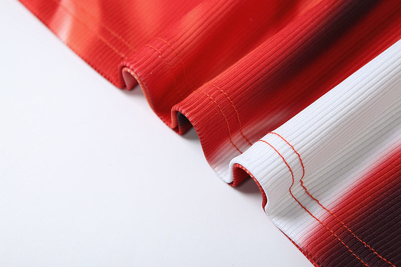 Red Abstract Print One Shoulder Sleeveless Maxi Dress