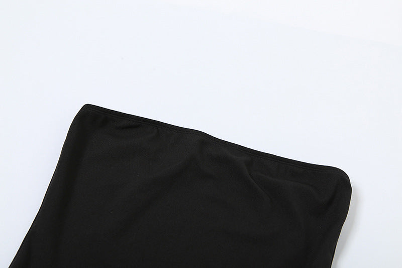 Black Off-Shoulder Layered Fit & Flare Dress