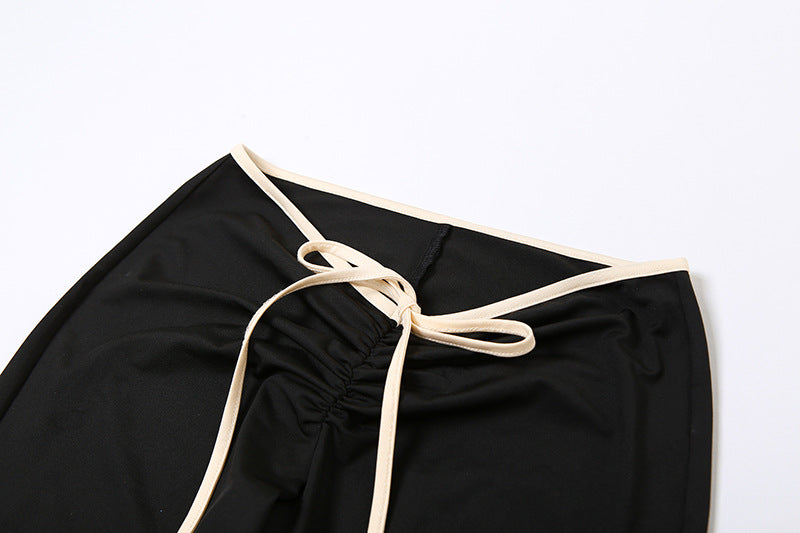 Black Sweetheart Neck Crop Top and Palazzos