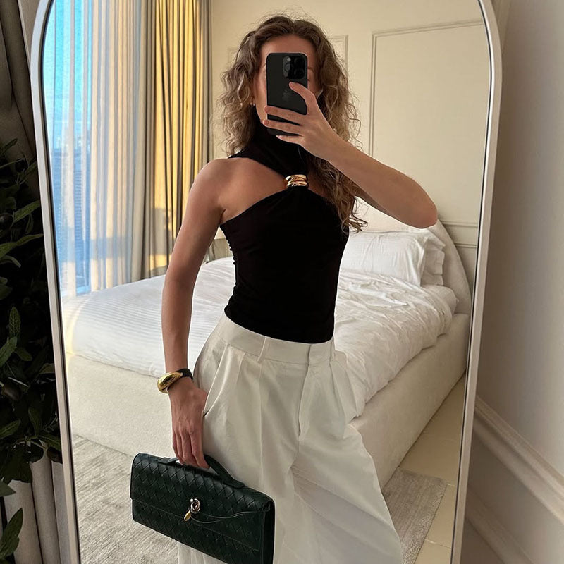 Women Halter Neck Fitted Top