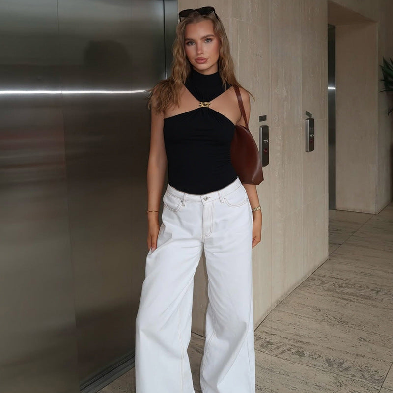 Women Halter Neck Fitted Top