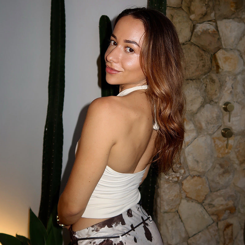 Halter Neck Sleeveless Tank Crop Top