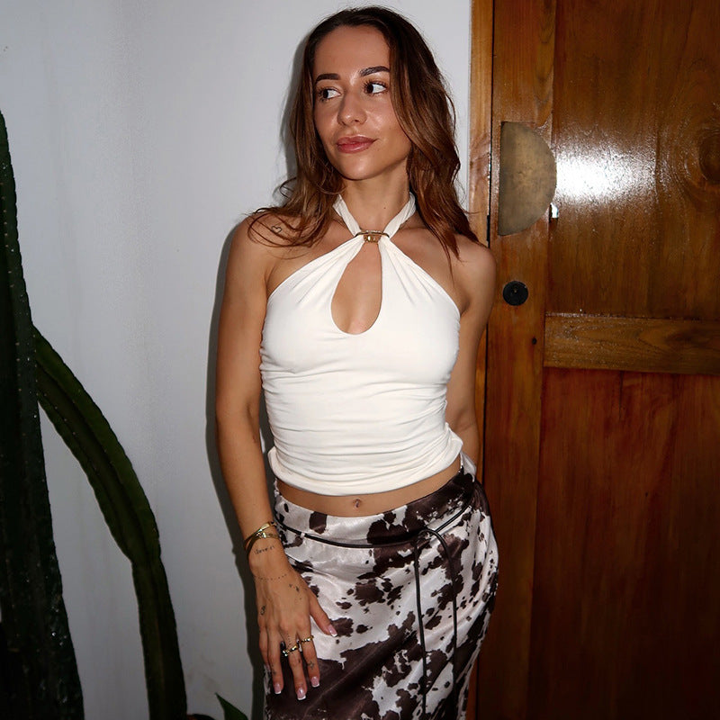 Halter Neck Sleeveless Tank Crop Top