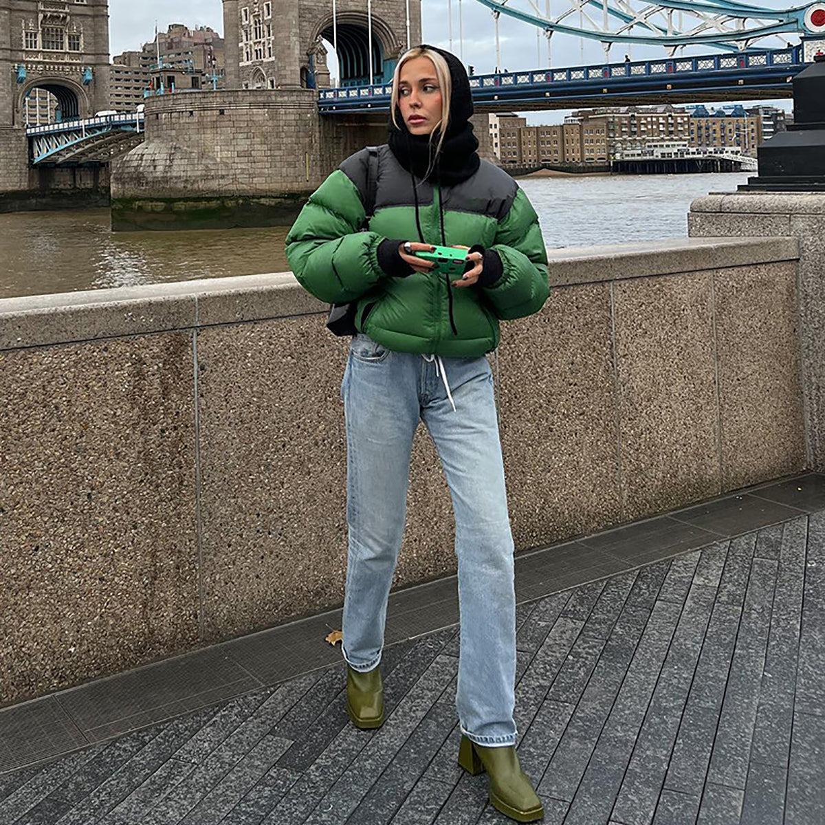 Women Colourblocked Puffer Jacket