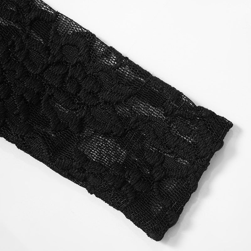 Black One Shoulder Net Top