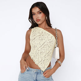 Self Design One Shoulder Net Top