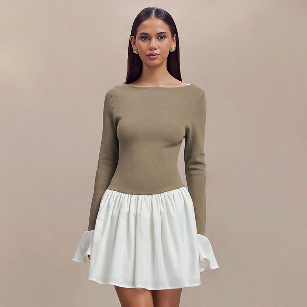 Colourblocked A-Line Mini Dress