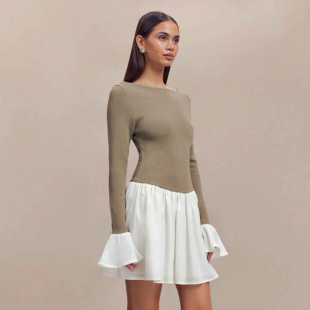 Colourblocked A-Line Mini Dress