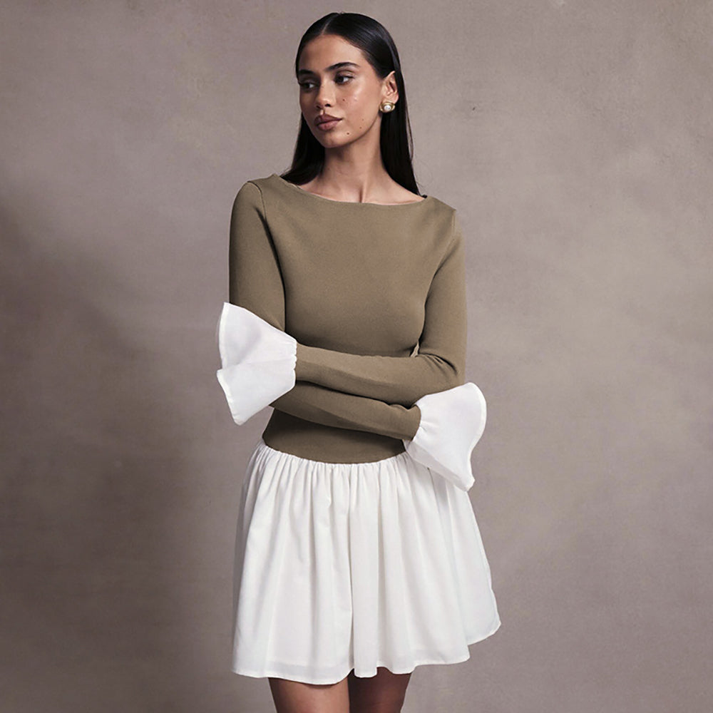 Colourblocked A-Line Mini Dress