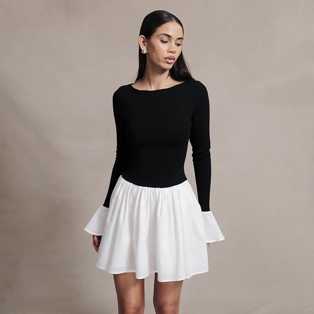 Colourblocked A-Line Mini Dress