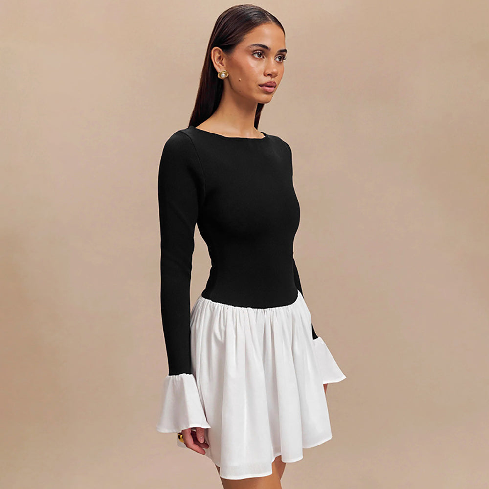 Colourblocked A-Line Mini Dress