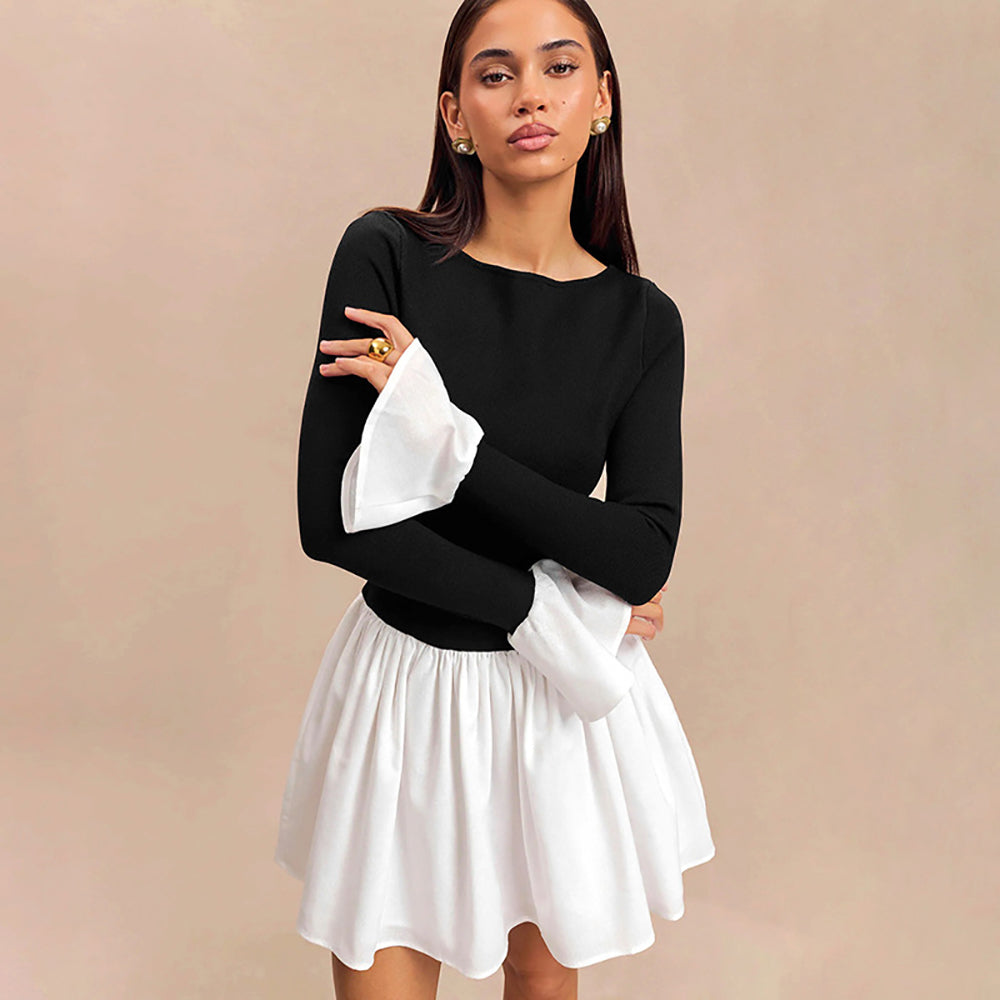 Colourblocked A-Line Mini Dress