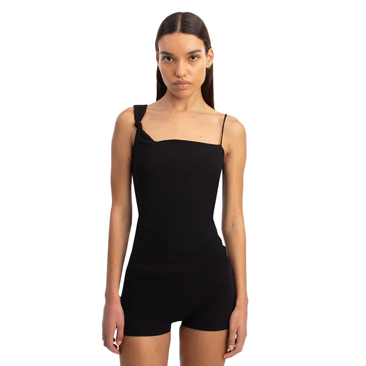 Women Solid One Shoulder Strap Top