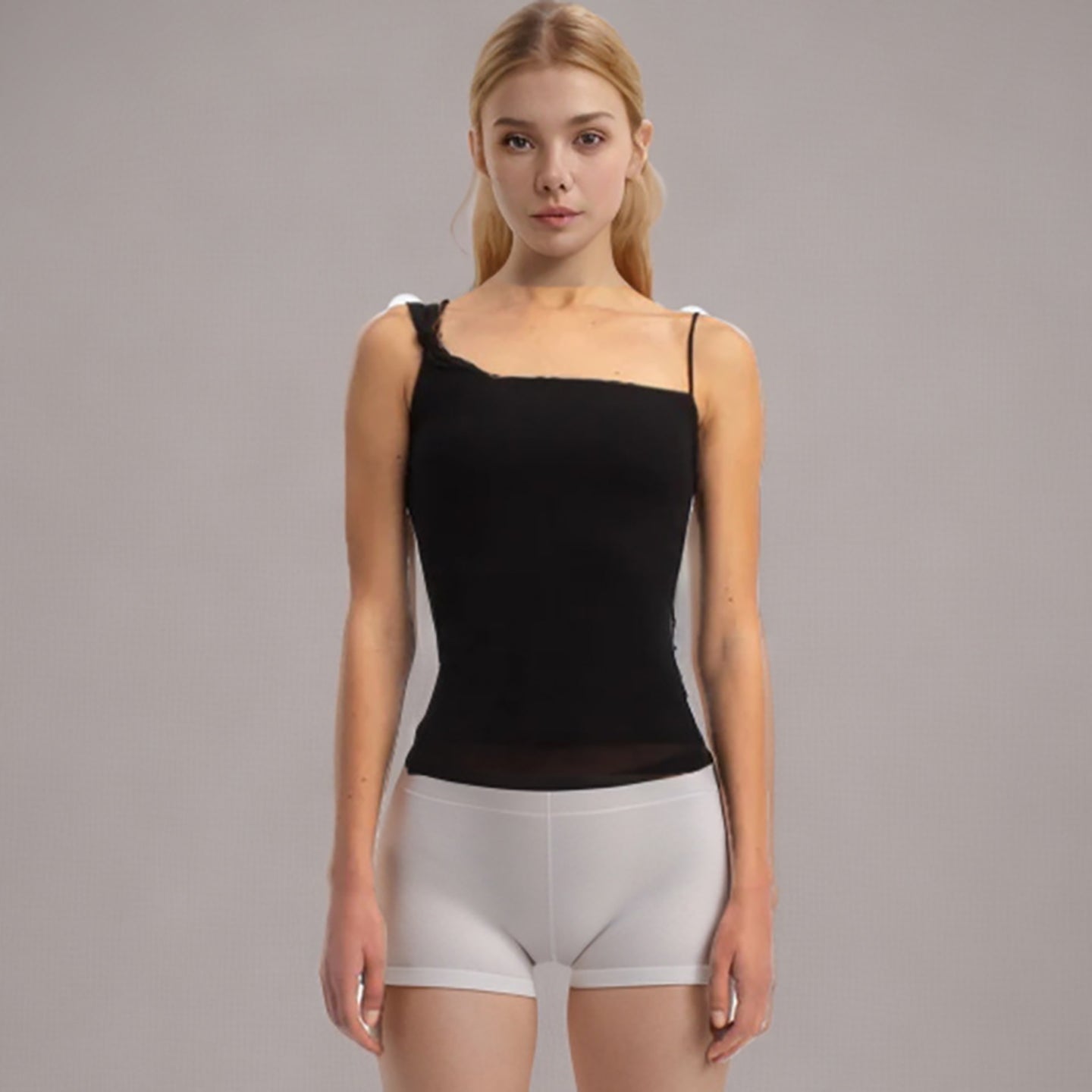 Women Solid One Shoulder Strap Top