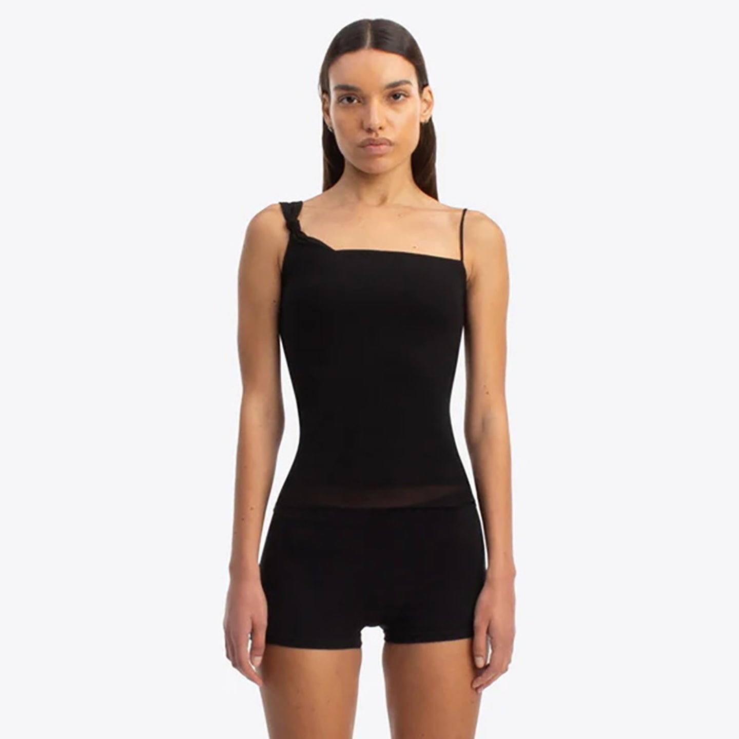 Women Solid One Shoulder Strap Top