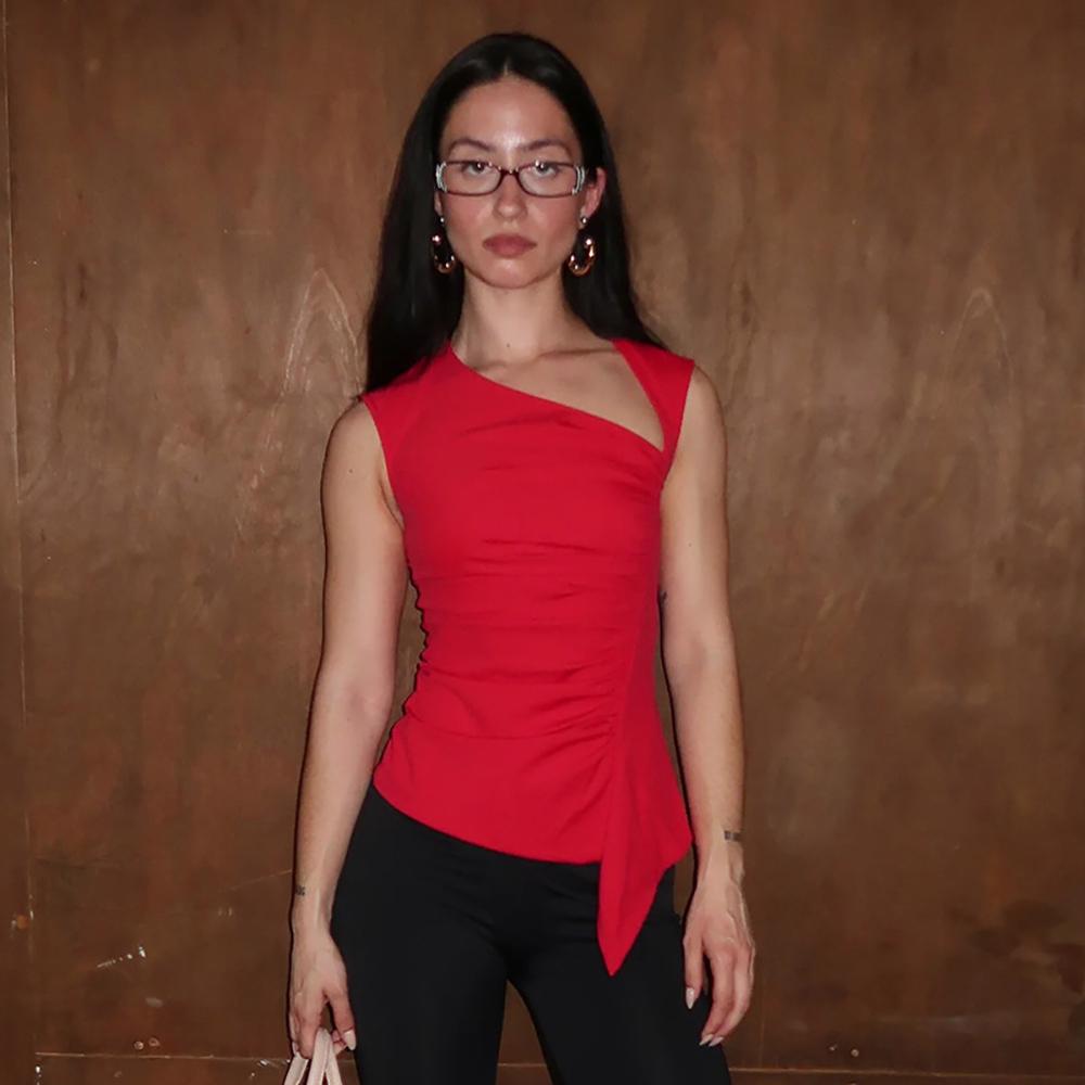 Women Solid V-Neck Top