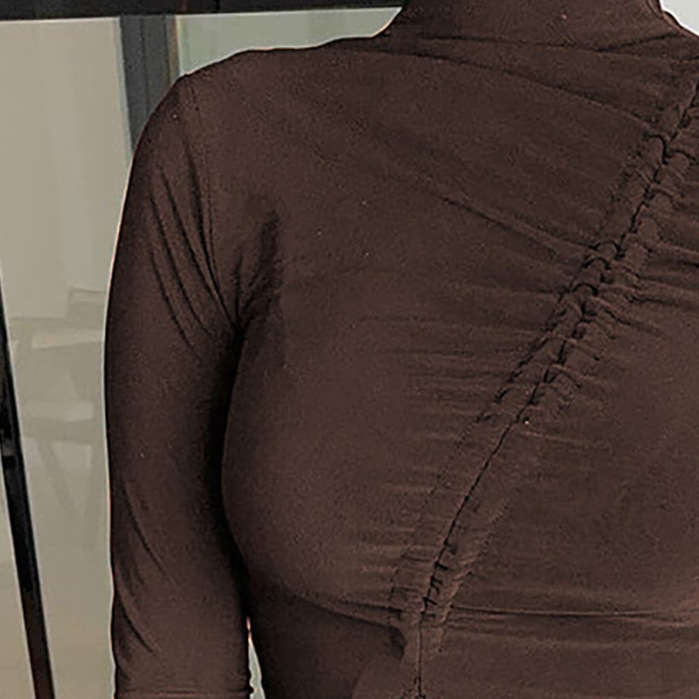 Women High Neck Fitted Top With Tie-Ups Details