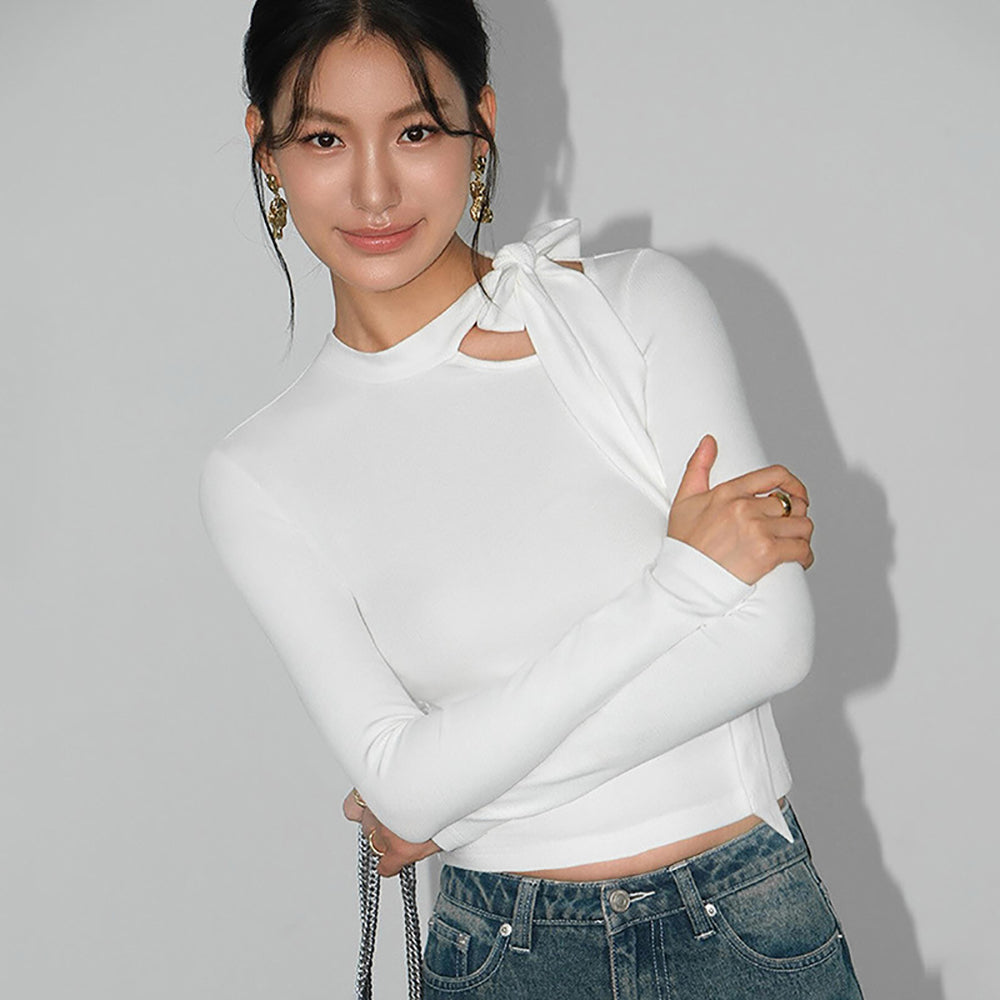 Women Tie-Up Neck Fitted Top
