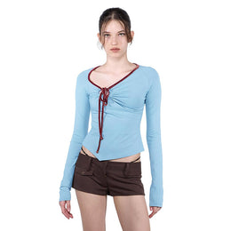 Women Tie-Up Neck Long Sleeves Top