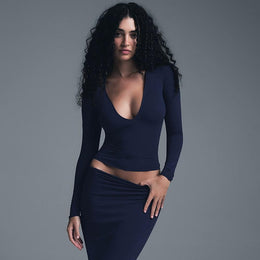 V-Neck Fitted Crop Top