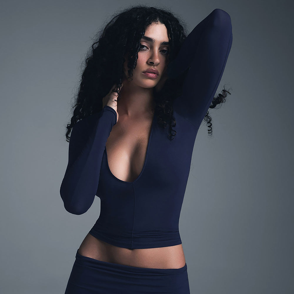V-Neck Fitted Crop Top