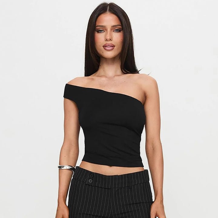 Women One Shoulder Crop Tank Top
