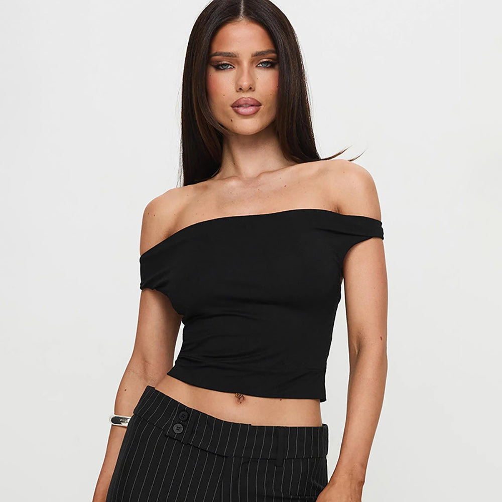 Women One Shoulder Crop Tank Top