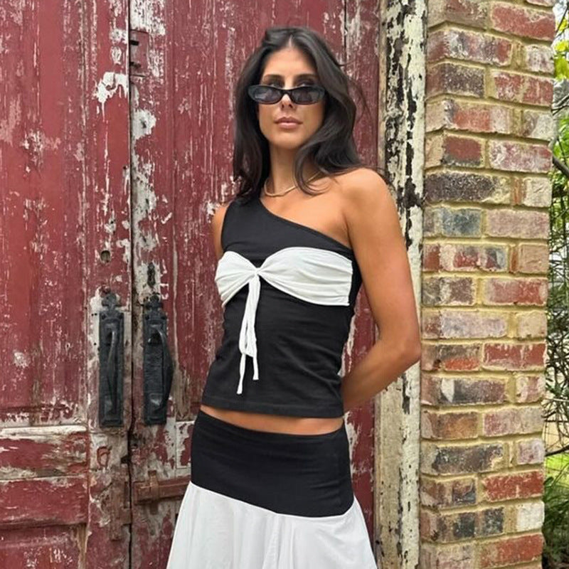 Women One Shoulder Crop Top