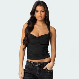 Women Sweetheart Neck Solid Crop Top