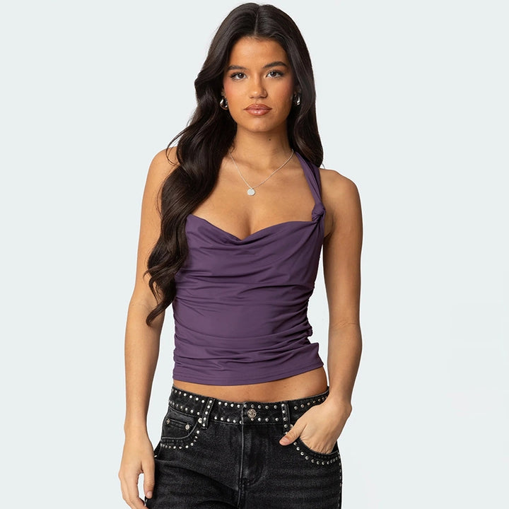 Women Square Neck Shoulder Straps Styled Back Top