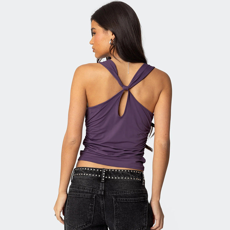 Women Square Neck Shoulder Straps Styled Back Top