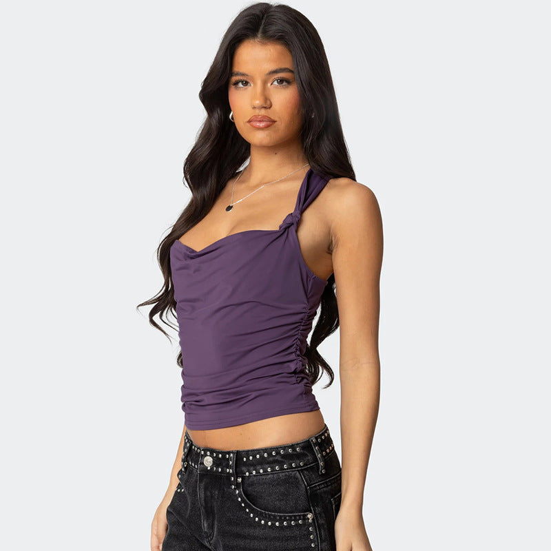 Women Square Neck Shoulder Straps Styled Back Top