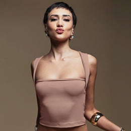 Women Shoulder Straps Tank Crop Top