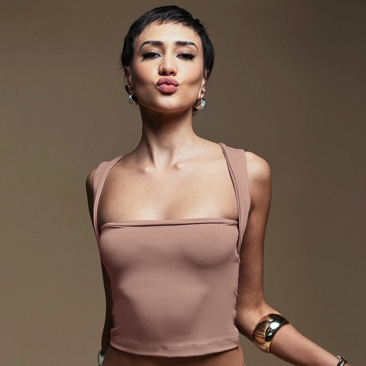 Women Shoulder Straps Tank Crop Top