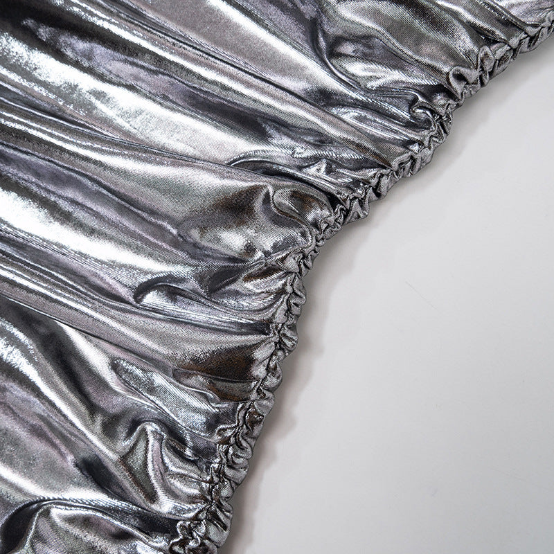 Silver Toned High Neck Bodycon Dress